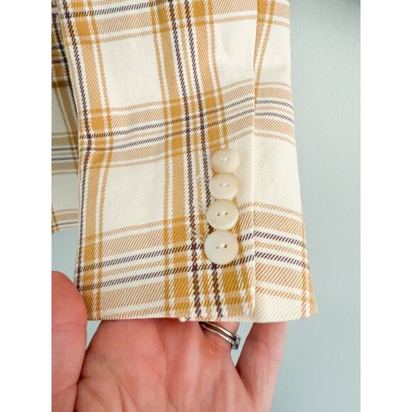 Sezane | Sézane | Veste Christie Jacket in Carreau Beige Ochre Bordeaux Sz 34/2 - Picture 8 of 12